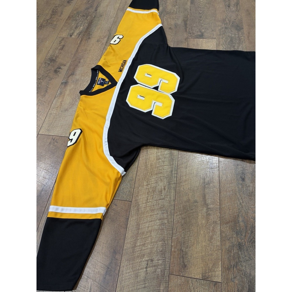 Vintage 90s Michigan Stitched Hockey‎ Jersey XXL Black Yellow Big Land - Picture 5 of 9